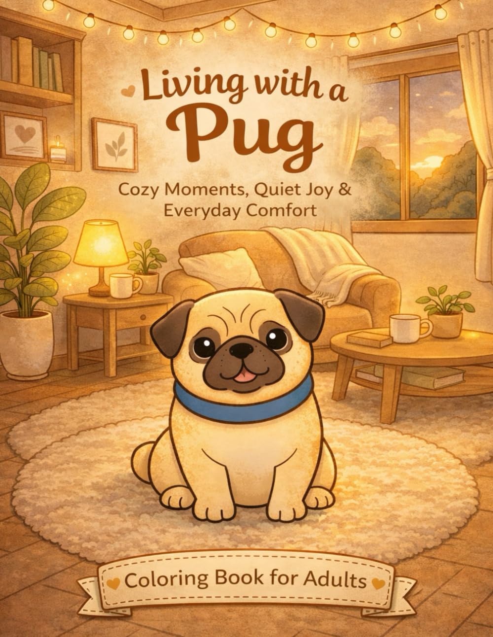 Living with a Pug: Cozy Moments, Quiet Joy & Everyday Comfort- Coloring Book for Adults
