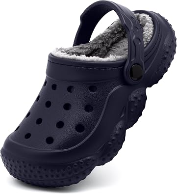 INMINPIN Kids Girls Boys Fur Lined Clogs Fuzzy Slippers Toddler Winter Warm Garden House Shoes Indoor Outdoor