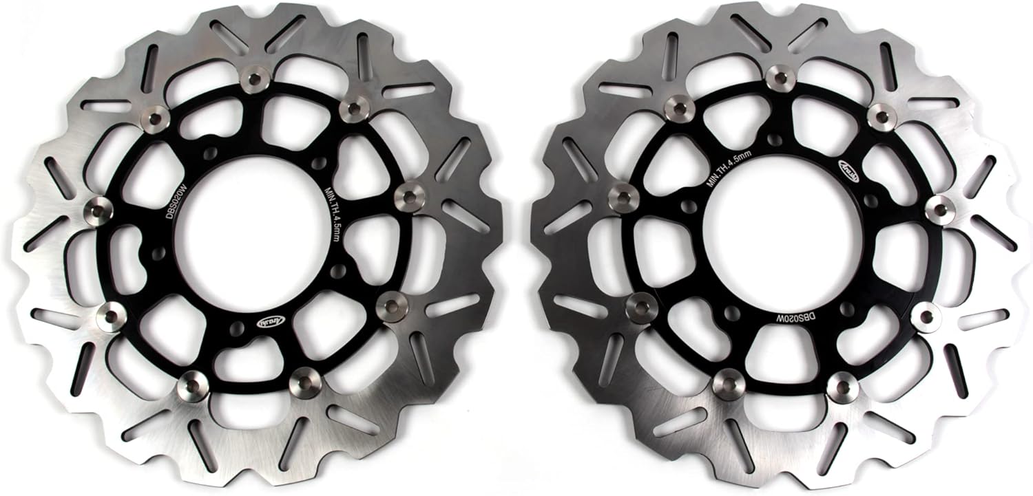 Matte Black Front Wheel Rim and Brake Discs Rotors Compatible with Suzuki GSXR 600 750 2006-2007, GSXR 1000 2005-2008, Motorcycle Replacement Accessories Parts