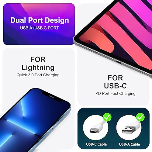 Miniatura 5 de Cargador USB C súper rápido, paquete de 3 adaptadores de cargador rápido PD+QC de 30 W para iPhone 1414 Pro14 Pro Max1312SE iPadMacBook air, (25 W