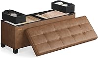 SONGMICS Storage Ottoman Bench with Legs, 30 Gal Capacity, Synthetic Leather, 660 lb, 15x43.3x15.7in Coffee Brown ULSF0514K03
