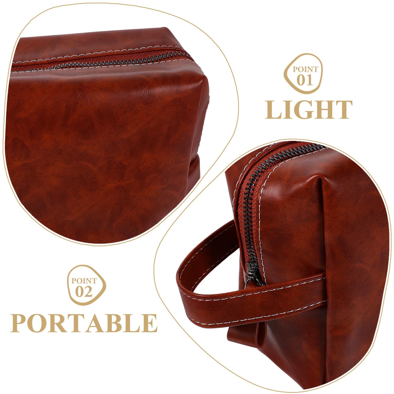 Zerodeko Vintage PU Leder Kulturtasche Herren Große Kapazität Reise Kosmetiktasche Tragbar Leicht Robust Wasserabweisend für Business Outdoor Camping
