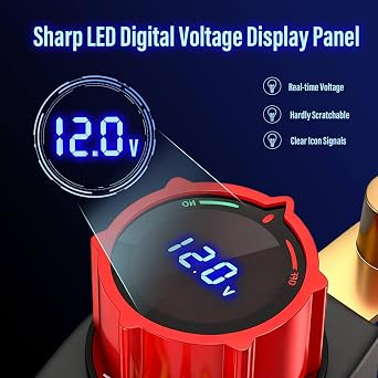 SUNMORN Battery Disconnect Switch, 12V Cut Off IP67 Waterproof Shut Off Switch, for Car, Truck, RV, Boat, Marine, Tractor, SUV, Off-Road, Prevent Battery Drain (Top Post with LED Voltmeter)