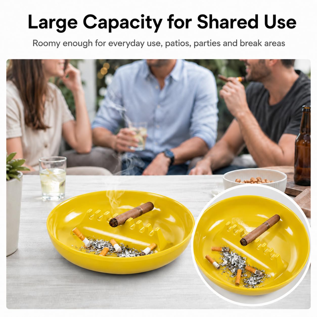 Grovind Plastic Ashtrays for Cigarettes and Cigars, Indoor Outdoor