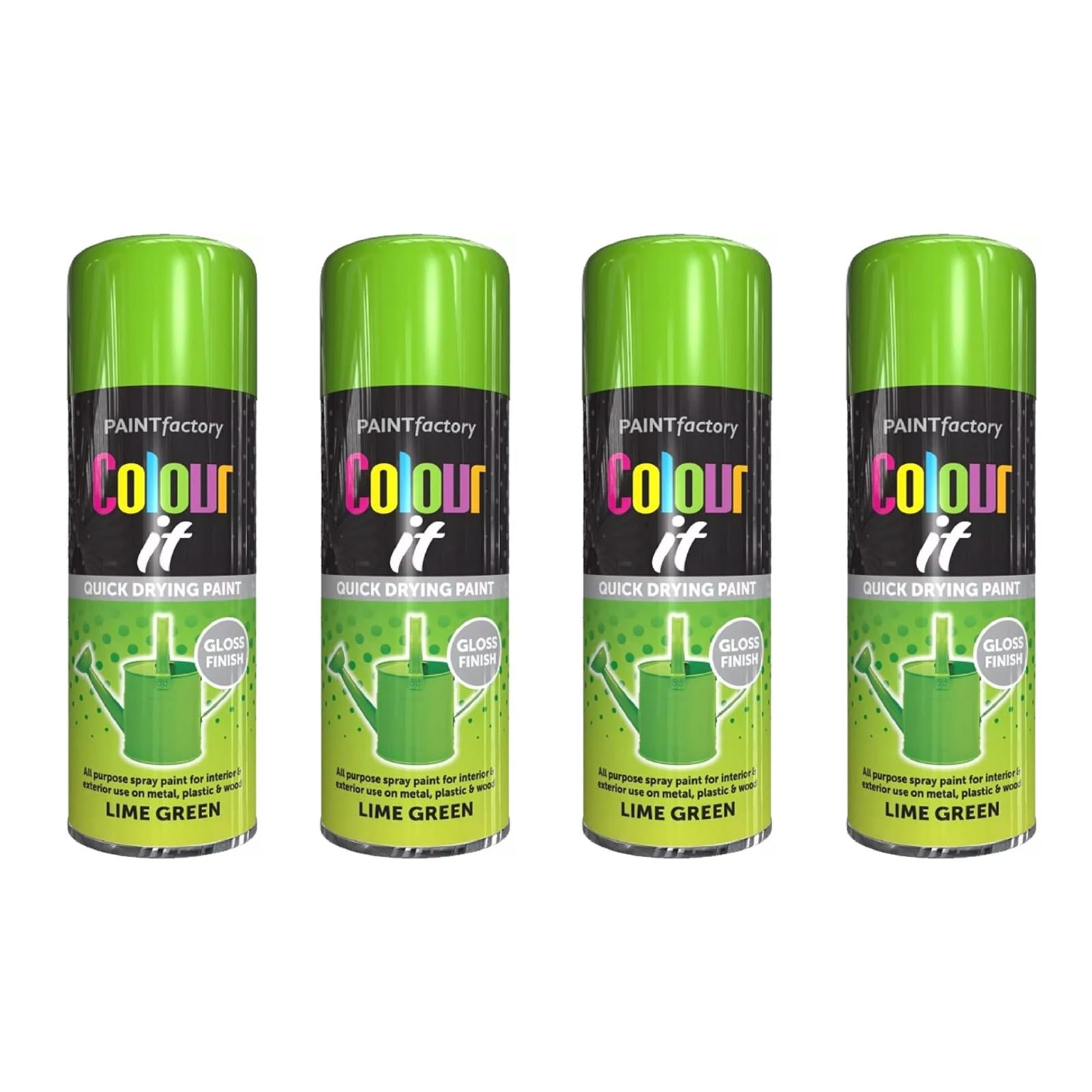 PNJB Lime Green All Purpose Aerosol Spray Paint, Quick Drying Spray, Versatile, Fast Dry And Excellent Coverage For Metal, Wood, Plastic, 400ML (4PCS)