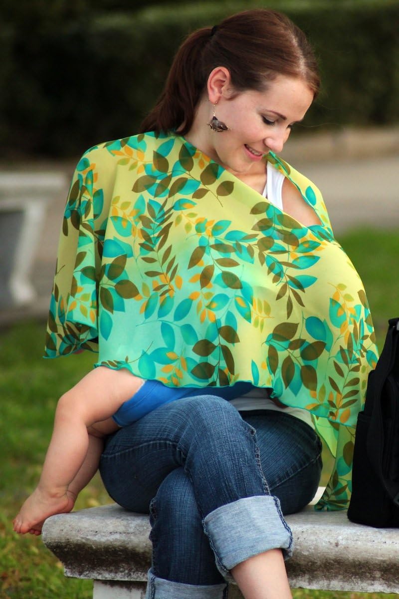 Reno Rose Pirose Motherhood Nursing Scarf Cover, Leaves,Green Leaves