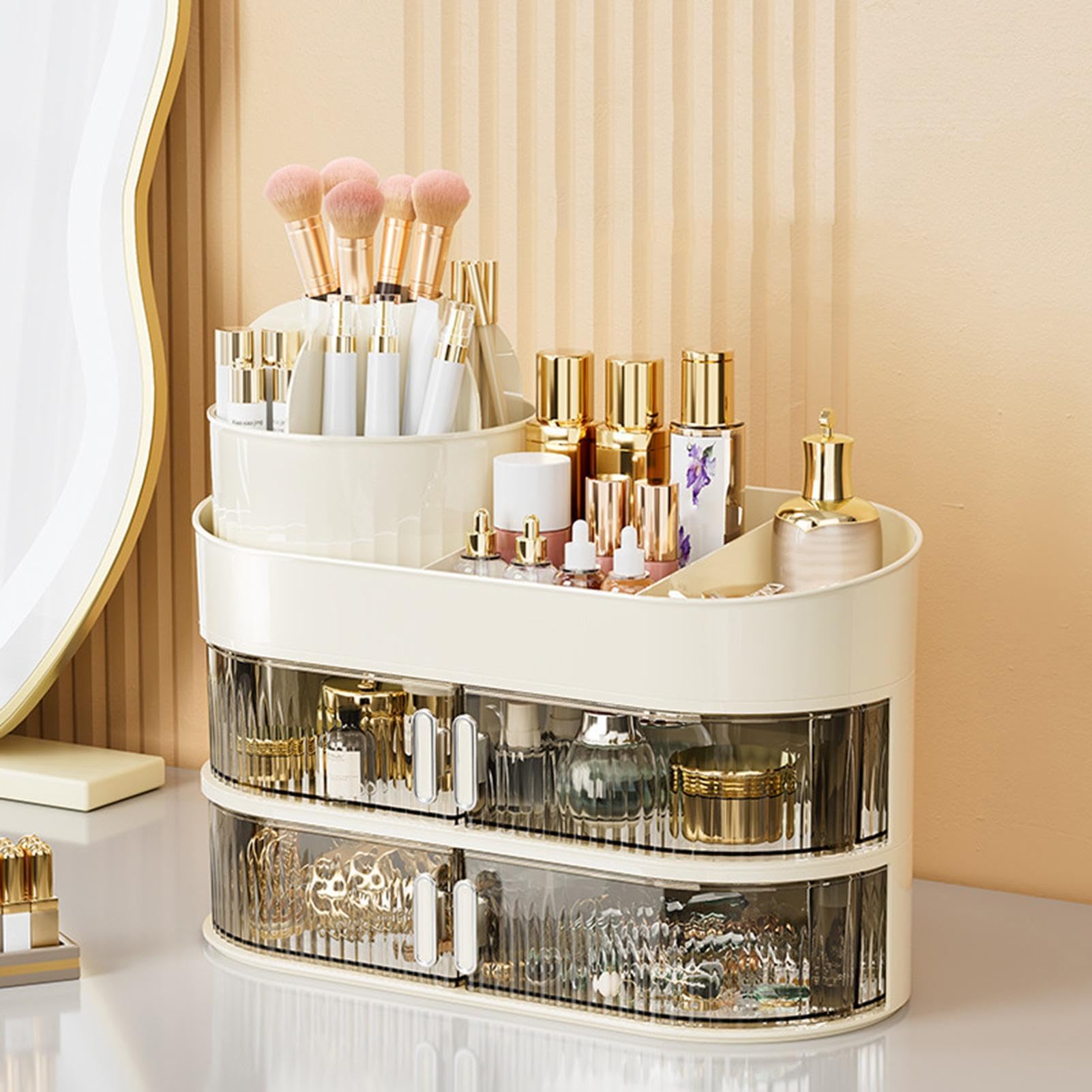 Vitrine cosmétique transparente pour comptoir de maquillage – Baril rotatif multifonction pour l'organisation de la maison pour pinces à cheveux, mascara | rotatif multifonction pour l'organisation de la maison pour pinces à cheveux, mascara