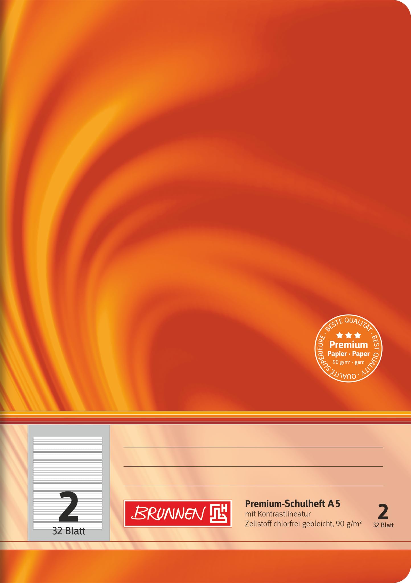 Brunnen 104550202 Exercise Books A5 Vivendi (32 Pages Ruled 2, Class 2)
