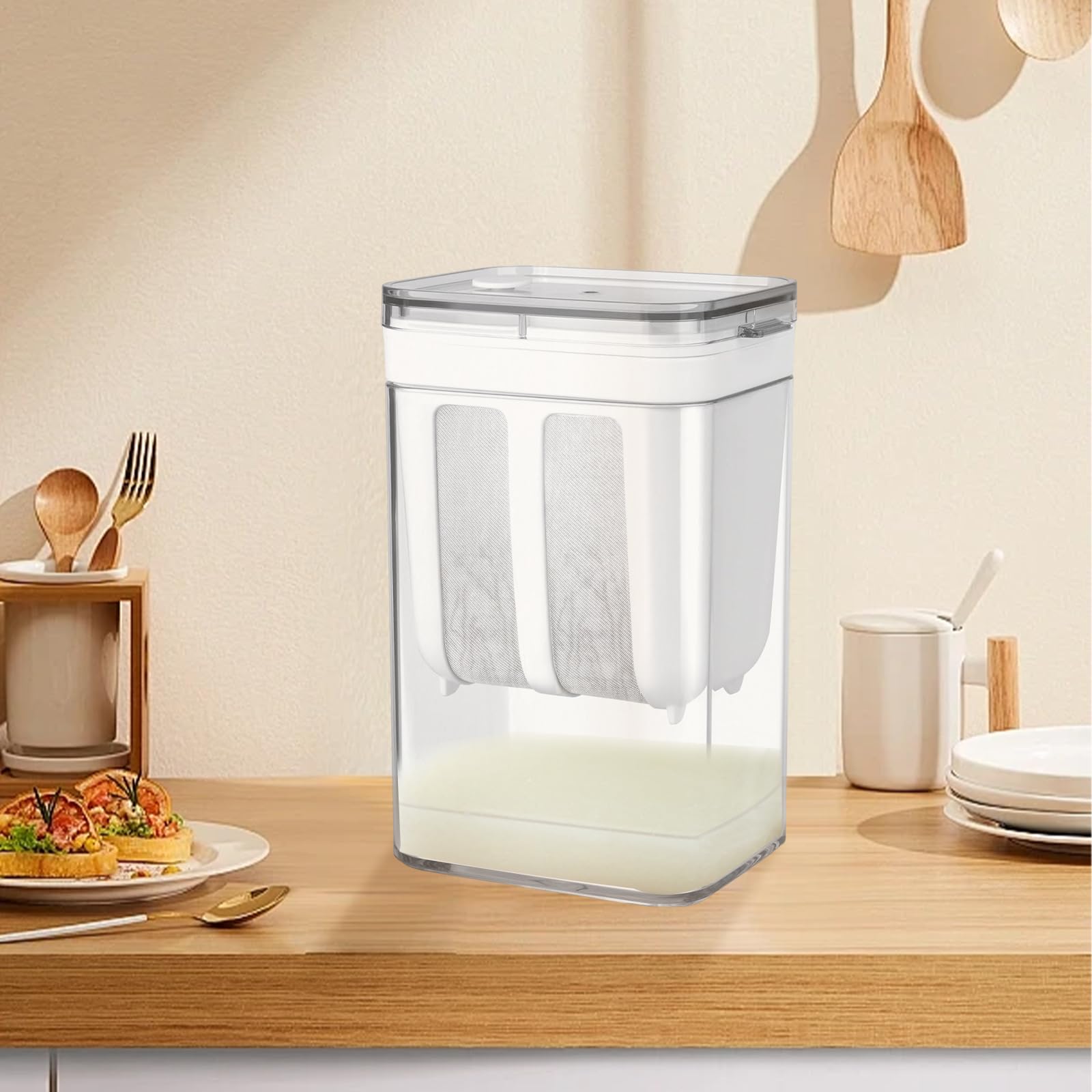 Colino per yogurt, separatore trasparente multifunzione, riutilizzabile, colino rotondo per yogurt, latte di soia, formaggio fatto in casa, separatore