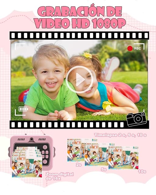 Foto 6 de 8 de Cámara Instantánea para Niños Unicornio, Cámara Digital Infantil con Impresión Inmediata y 4 Rollos