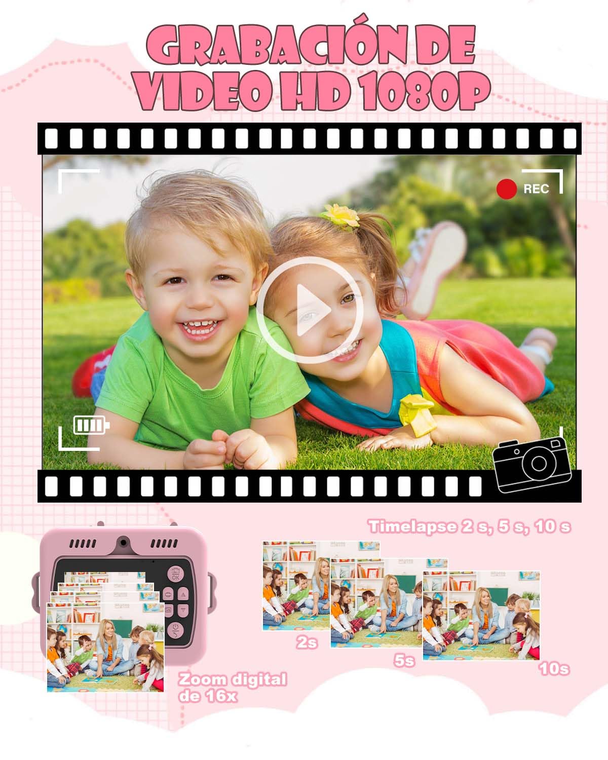 Cámara Instantánea para Niños Unicornio, Cámara Digital Infantil con Impresión Inmediata y 4 Rollos, Juegos Creativos y Tarjeta 32GB, Regalo Niñas 3-12 Años