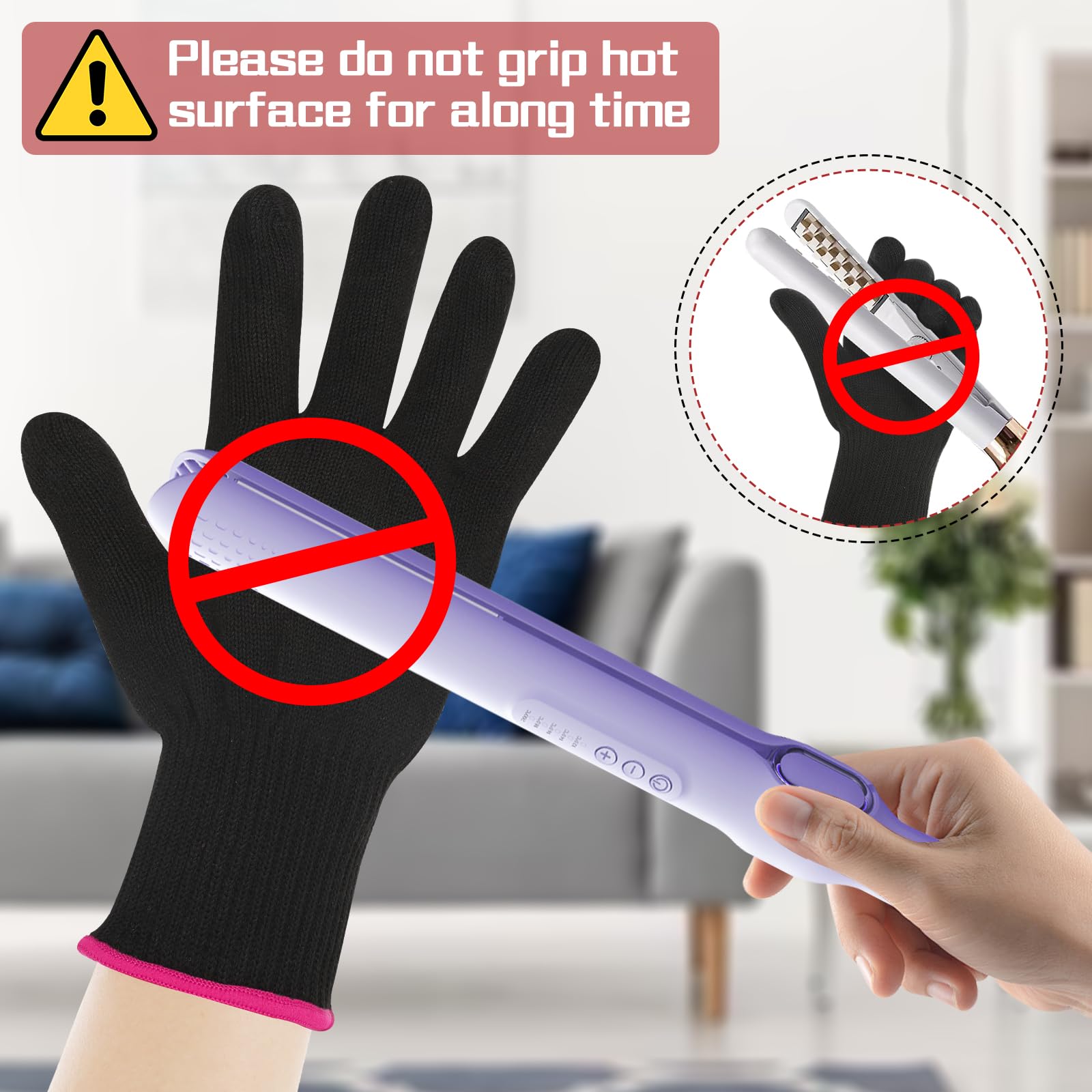 Gants de coiffure WLLHYF professionnels résistant à la chaleur pour fer à friser et fer à lisser, gants de blocage de la chaleur pour les mains gauche et droite - 1 pièce