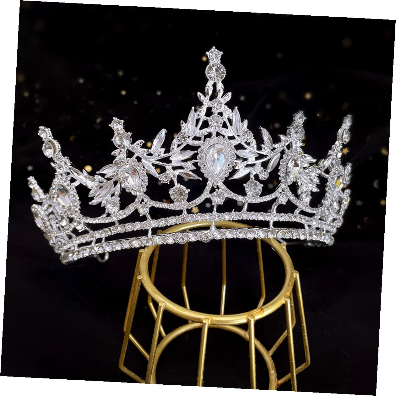 VALICLUD Luxury Rhinestone Tiara Crown Alloy Wedding Bridal Headpiece for Women Banquet Princess Hair Accessory Silver