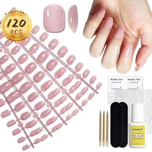 JODSONE 120 uñas postizas cortas a presión con pegamento para uñas, uñas postizas cortas de ataúd para extensión de uñas, kits de uñas postizas