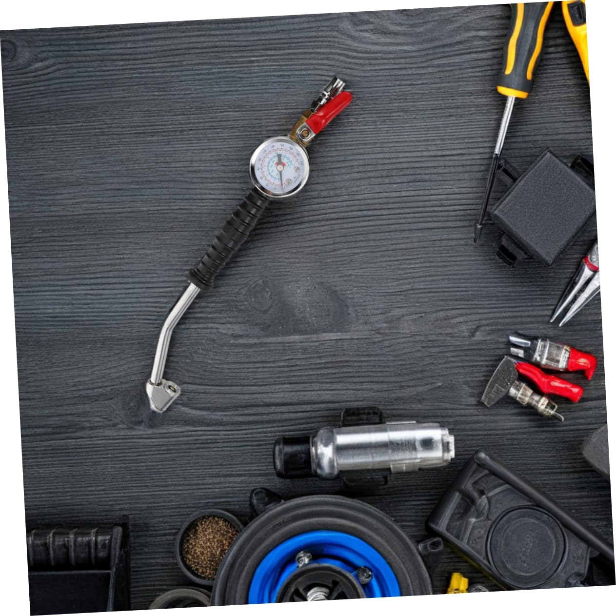 ABOOFAN 2pièces Gonfleur De Pneu Avec Manomètre Et Buse Anglée Outils De Gonflage Pour Voitures Camions Et Vélos Accessoires Pratiques Pour Compresser Air