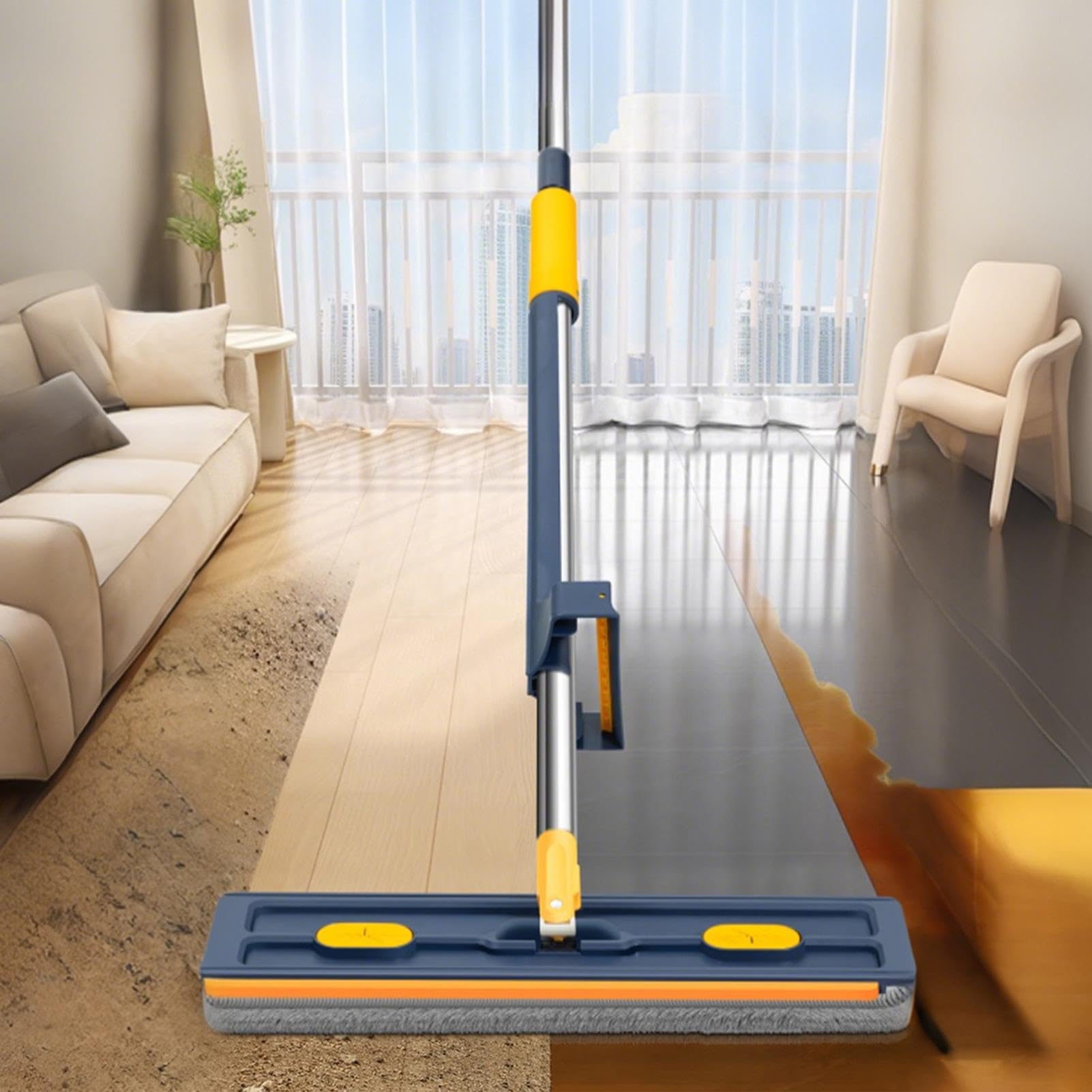 Mopa Plana de Microfibra 360° Giratorio en Seco y Húmedo | Herramienta de Limpieza de Suelos para Suelos de Cocina, Baño, Hogar, Comercial, Alfombra, Madera Dura, Baldosas y Más