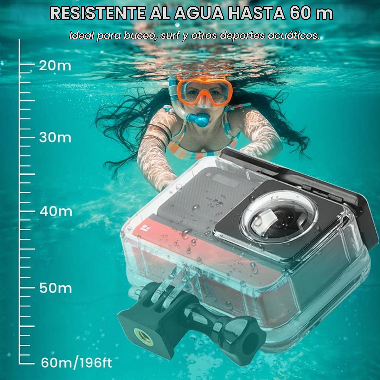 Funda de Buceo para Insta360 One RS, Carcasa Protectora Impermeable, Resistente Al Agua hasta 30 M de Profundidad, para Buceo, Surf, Esnórquel
