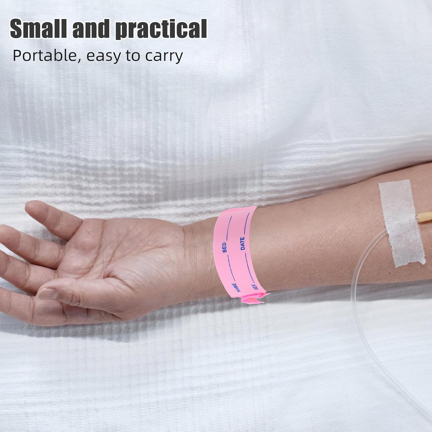 100pcs Pink PVC Hospital Id Wristbands for Accurate Patient Identification Adjustable Fit Identification Bracelets for Adults in Hospital Use