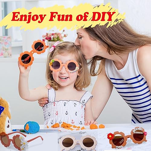 Miniatura 6 de 824 pares de lentes de sol para niños, kit de bricolaje, gafas de sol retro con flores, gafas de sol a granel para niñas pequeñas, regalos de fiesta