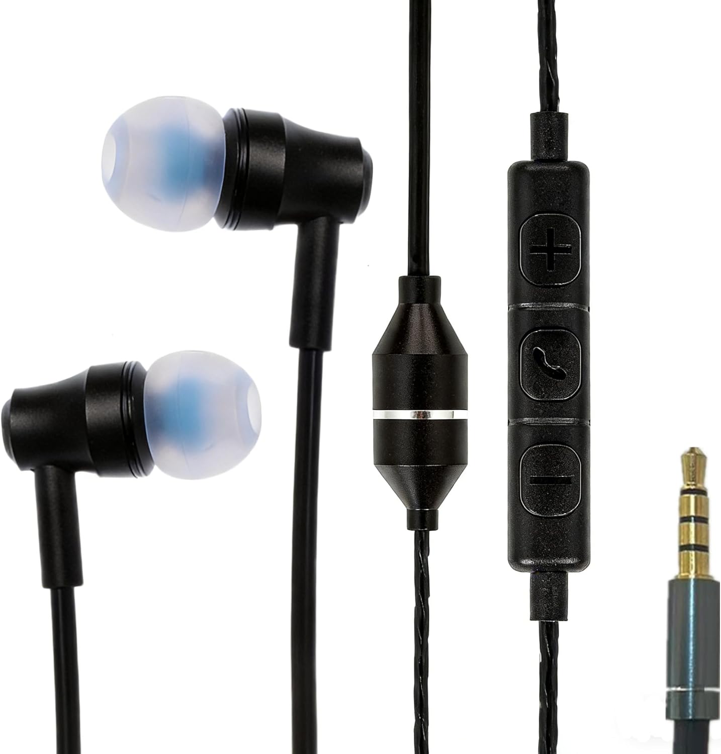 Air Tube Headphones with 3.5mm Jack, EMF Blocking Earphones, Anti-Radiation Headsets with Ear Hooks, Radiation Free Earbuds, Comfortable & Safe Stereo Sound. (Black)