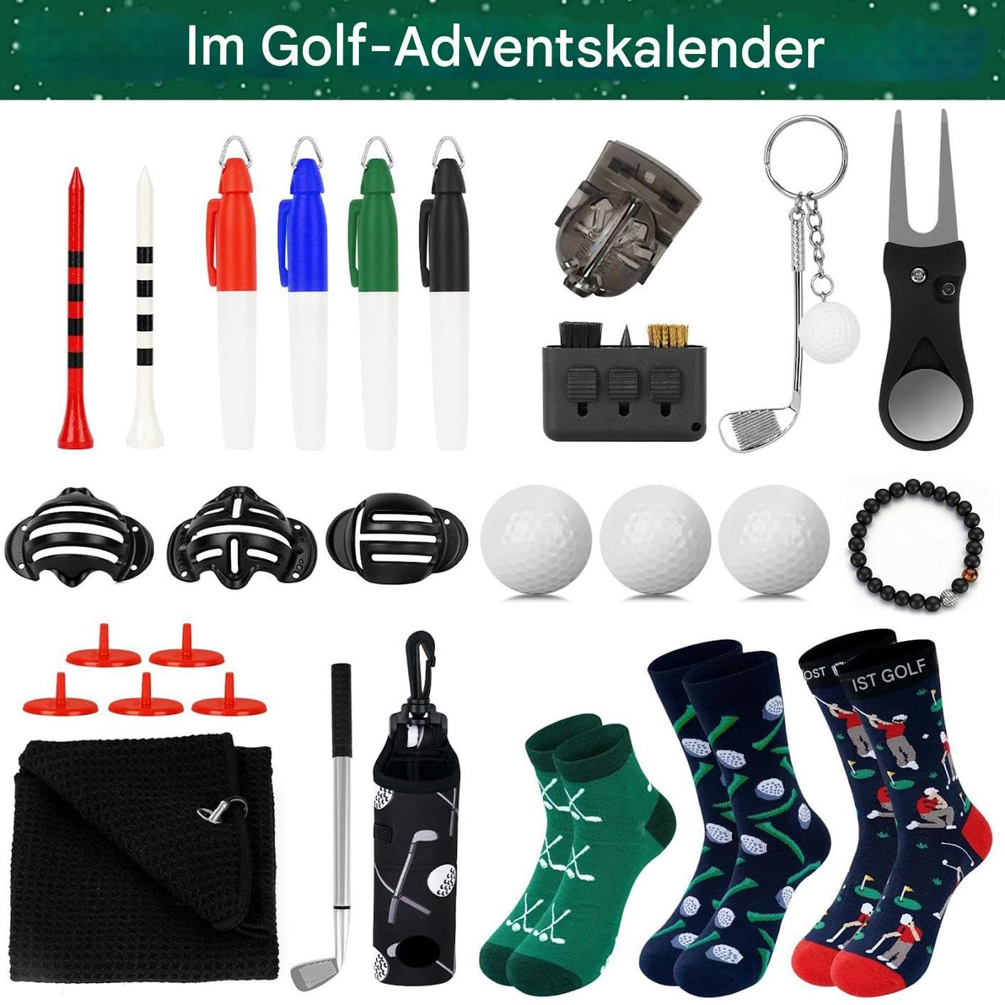 Calendrier de Compte à Rebours de Noël 24 Jours De Fête Avec Décompte Golf