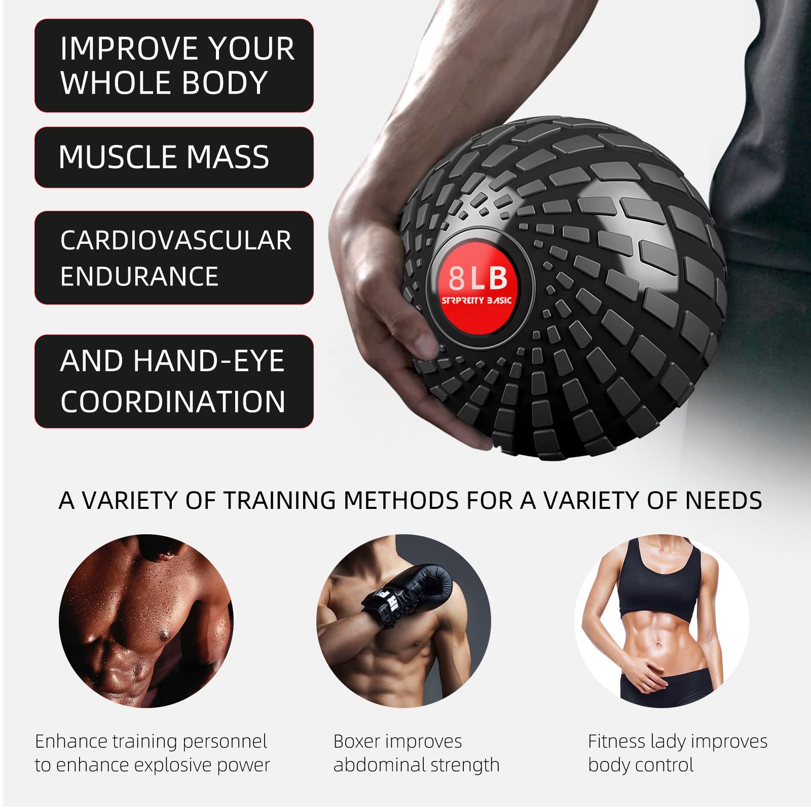 Slam Medicine Ball - Palla medica ponderata da 3,7 kg, per allenamento incrociato