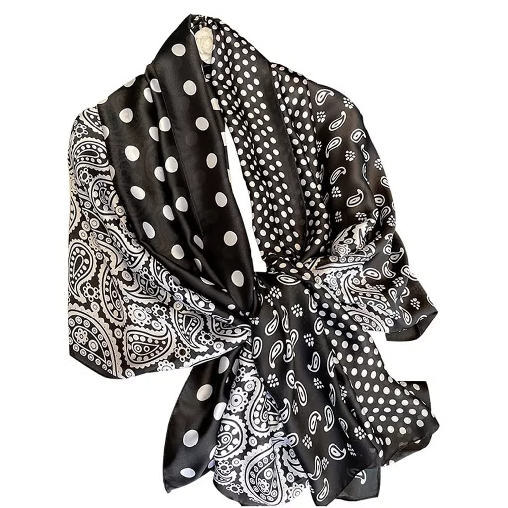 RWRAPS Diadema Retro Estola de Playa Bufanda de Seda para Mujer con Estampado Hijab chales y Abrigos pañuelo para el Cuello pañuelo Femenino (Color: A, tamaño: 35.4 x 70.9 in) (A 35.4 x 70.9 in)