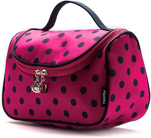 Miniatura 1 de Yeiotsy - Bolsa para cosméticos neceser para viaje a lunares  Estuche de maquillaje para mujer Rojo rosa 6970092208360