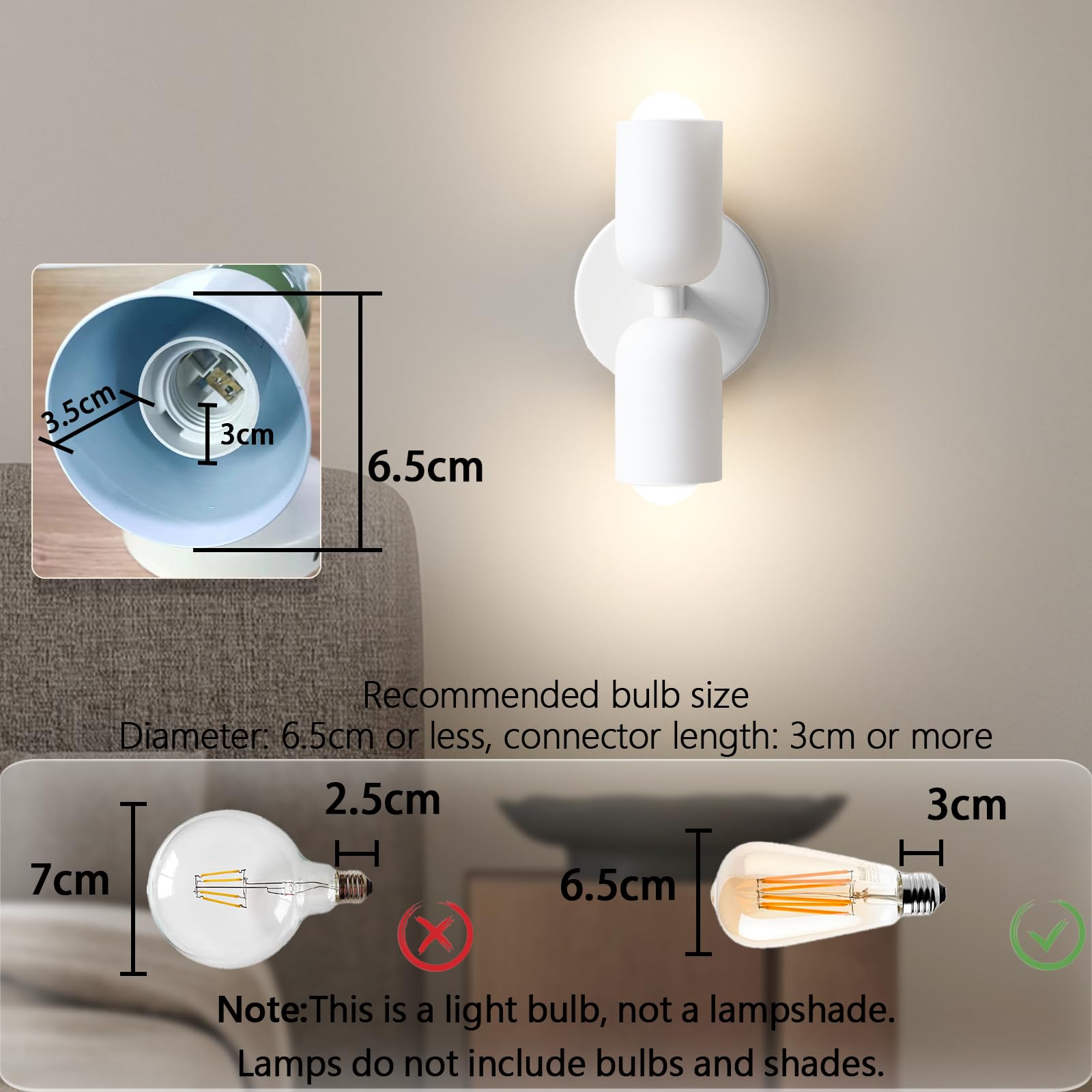wandlamp binnen,2-lichts wandlamp binnen,op en neer Wandverlichting,E27