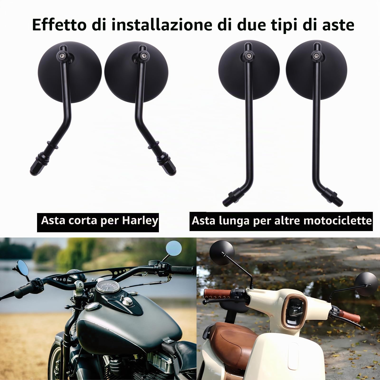 DREAMIZER Specchietti Retrovisori Rotondi da 3'', 8mm 10mm CNC Specchietto Retrovisore Universale Compatibile con Harley Sportster 883 1200 Softail Dyna Cafe Racer Cruiser Bobber Scooter E-Bike