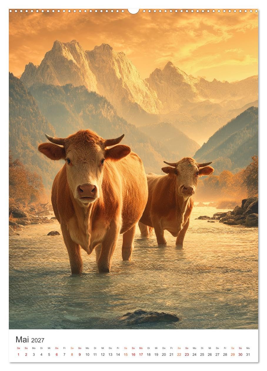 Die Liebe zur Kuh (hochwertiger Premium Wandkalender 2027 DIN A2 hoch), Kunstdruck in Hochglanz: Kühe, wie man sie noch nie gesehen hat: majestätisch, ... die staunen lassen. (CALVENDO Tiere)