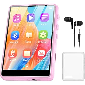 64GB MP3 Player Bluetooth 5.3 2.4 Full Touchscreen Tragbarer MP3 Player mit Lautsprecher Sprachaufzeichnung FM Radio Line Recording Unterst tzung 128GB Kinder Mp3 Player pink