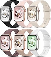 AMSKY 6 Pack Silicone Sport Bands for Apple Watch 38mm 40mm 41mm 42mm 44mm 45mm 49mm - Waterproof Straps Series 11/10/9/Ultra/SE Men Women
