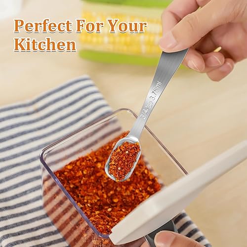 Miniatura 6 de Cucharas medidoras de acero inoxidable, cucharadas pequeñas métricas resistentes de alta calidad, juego de 7 piezas 18 cucharadita, 14 cucharadita,