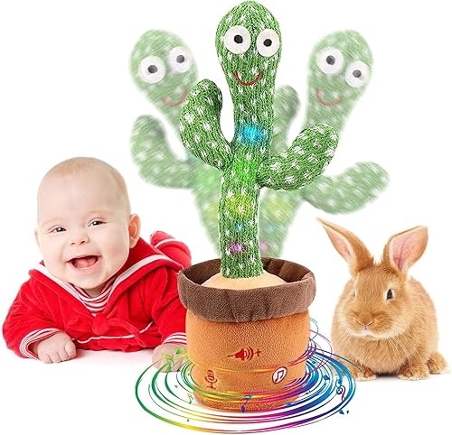 MILEGI Juguete de bebé de cactus parlante bailarín de 6 a 12 meses, juguete de cactus cantante, juguete de imitación de cactus parlante, repite lo