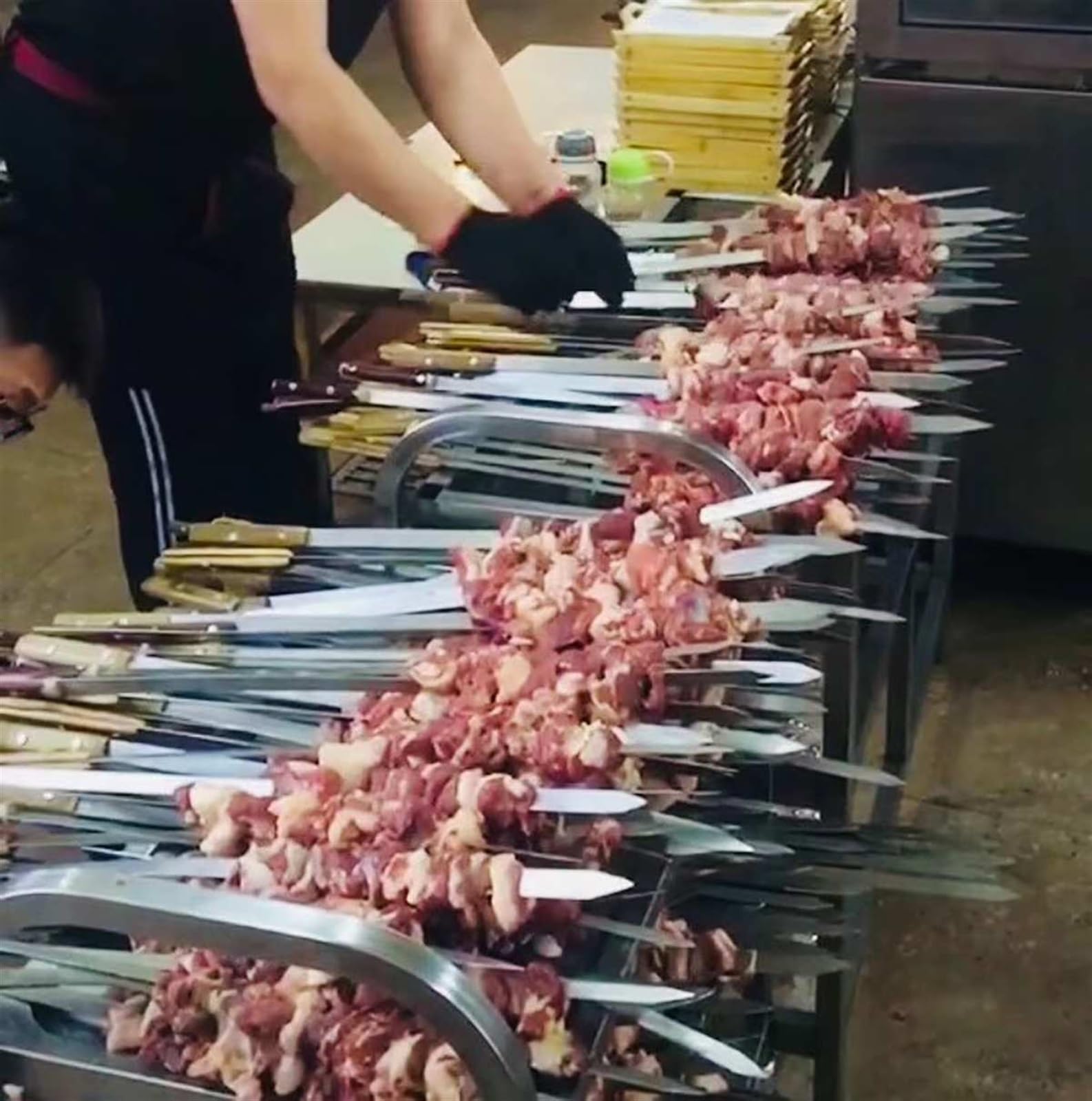 Brochetas de Kebab, Juego 6 brochetas Anchas Acero Inoxidable for Barbacoa, 40/50/60 cm Largo, Mango Madera, Tenedor y Palo(50cm)