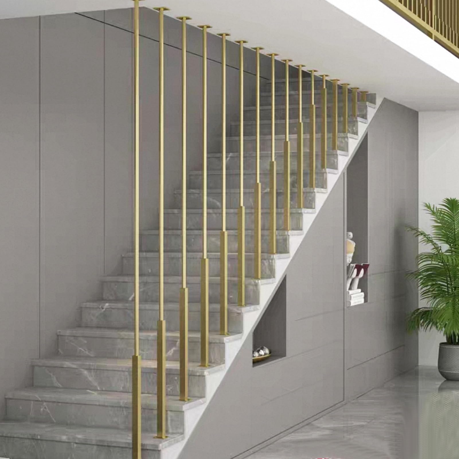 Rampes d'escalier suspendues au plafond avec balustre métallique de 95cm