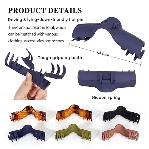 Miniatura 10 de 2 pinzas de metal grandes para cabello grueso, antideslizantes, pinzas de mandíbula de sujeción fuerte para cabello largo, accesorios de peinado de