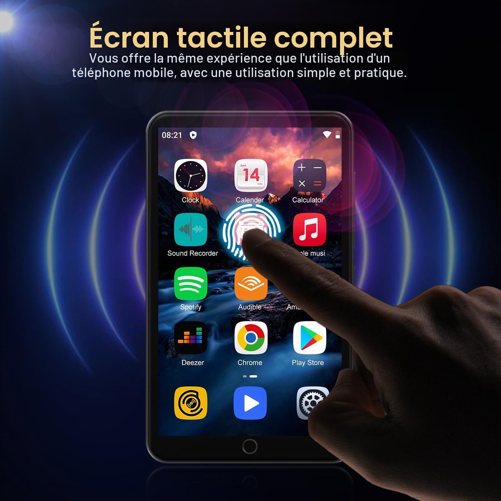 Lecteur MP3 avec Bluetooth et WiFi, Oilsky 80GB 4'' Android 9.0 Lecteur de Musique, MP4 à écran Tactile 1080P, Mp3 Portable avec Spotify, Audible, Deezer (Noir)