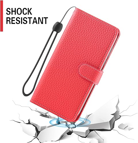 Miniatura 5 de Asuwish Funda de teléfono para TCL Stylus 5G 2022 con protector de pantalla de vidrio templado y patrón de lichi funda de cartera, soporte de ranura