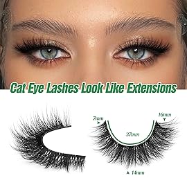Russian Strip Lashes Cat Eye Mink Lashes Natural Wispy Eyelashes zanlufly D-Curly Volume False Eyealshes Clear Band Volume Natural Look Fake Lashes that Look Like Extensions Eye Lashes Pack