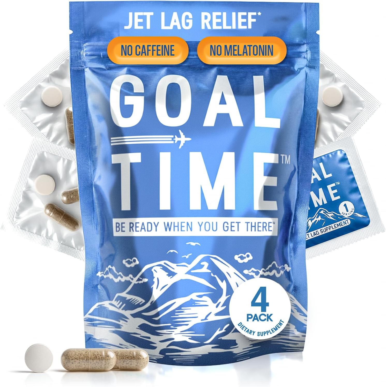 Jetlag Relief Pills, Jet Lag Remedy for Travel, Travel Supplement for Energy, Immune, Digestion Support - Long Flight Essentials | Made in USA, No Caffeine & Melatonin - 2 Flights Kit