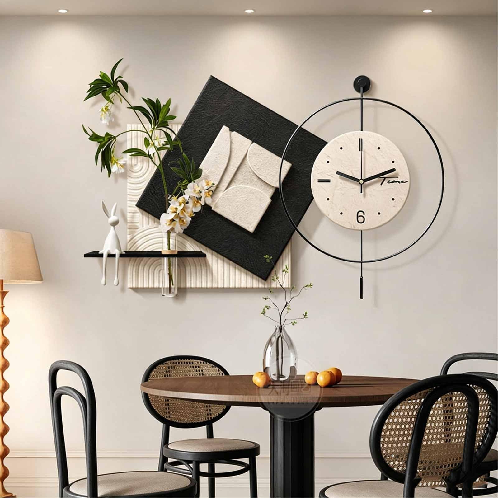 YDAECKRYVB 3D Sandstone Wall Decor，Decorative Wall Clock Art With LED Lighting，Hanging Wall Clock Ornament (Silent Quartz Movement)， Suitable For Living Rooms And Entryways(D,50 * 70cm/19.7 * 27.6in)