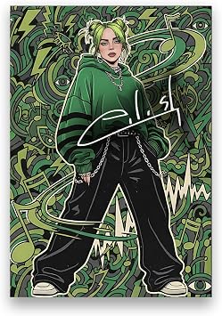 AllStarMedia Tribute to Billie Eilish Inspired Retro Style Poster Print | Fan Art Style Pop Singer | Fan Art Gift | Music Wall Art | Limited Edition Print | A4 Unframed 30 x 21 CM