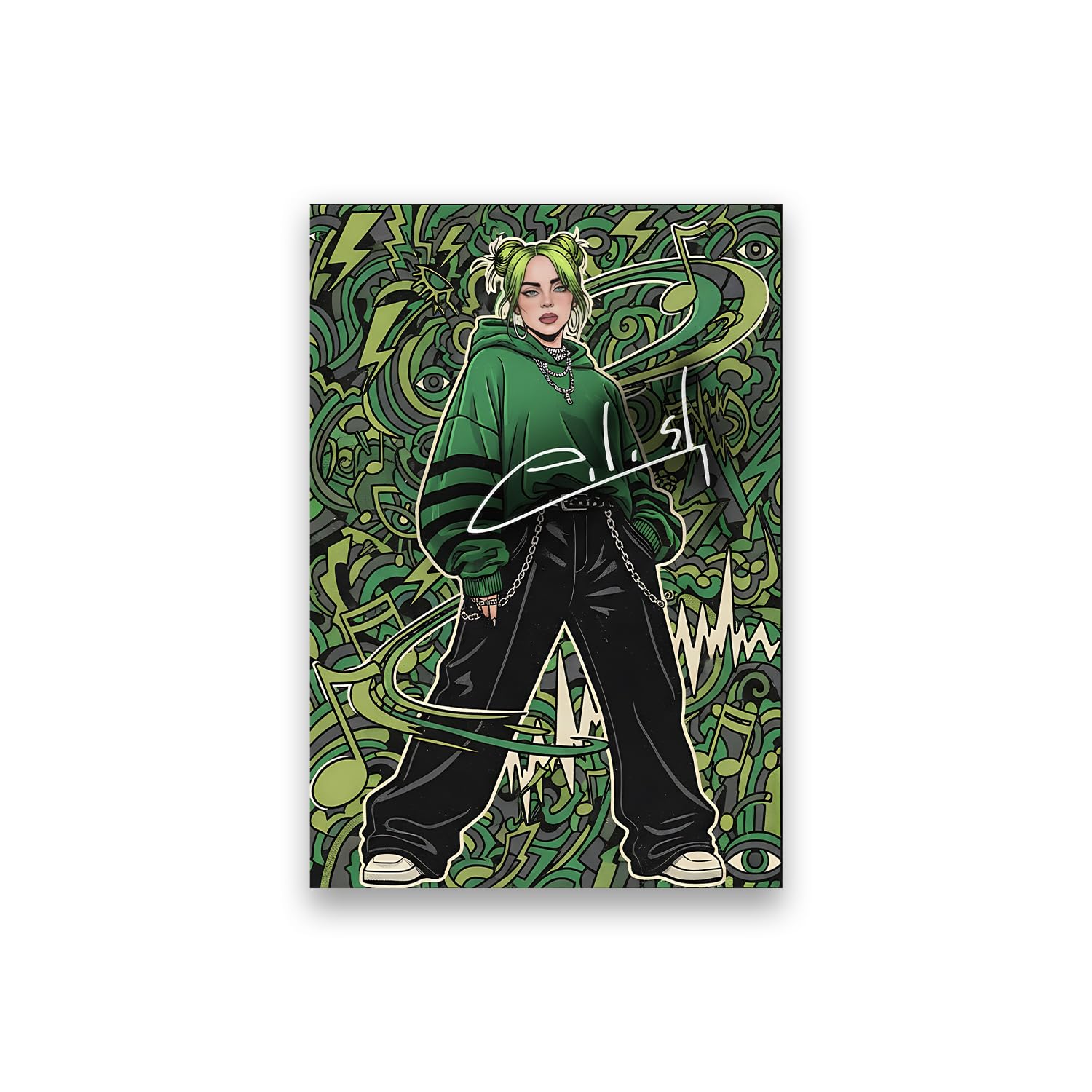 Billie Eilish Retro Styled Signed Poster Print - Limited Edition Autograph Fan Gift – Collectible Memorabilia Wall Art Merchandise (A4 Unframed)