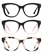 Readers for Women Fashion Style Square Reading Glasses with Spring Hinge Blue Light Blocking for Men Ladies