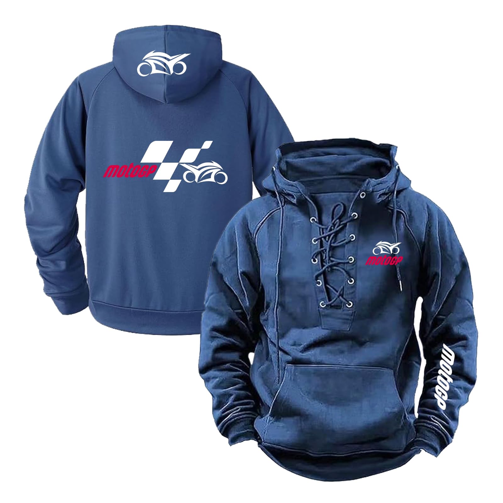 WDGYZZXJ Men‘s Baggy Hoodie Gym Wear for M.o.to.G.P Training Coat Pullover Hoody Spring Autumn Outwear Tops Long Sleeve Sweatshirts Hooded Jacket-LanS||x_l