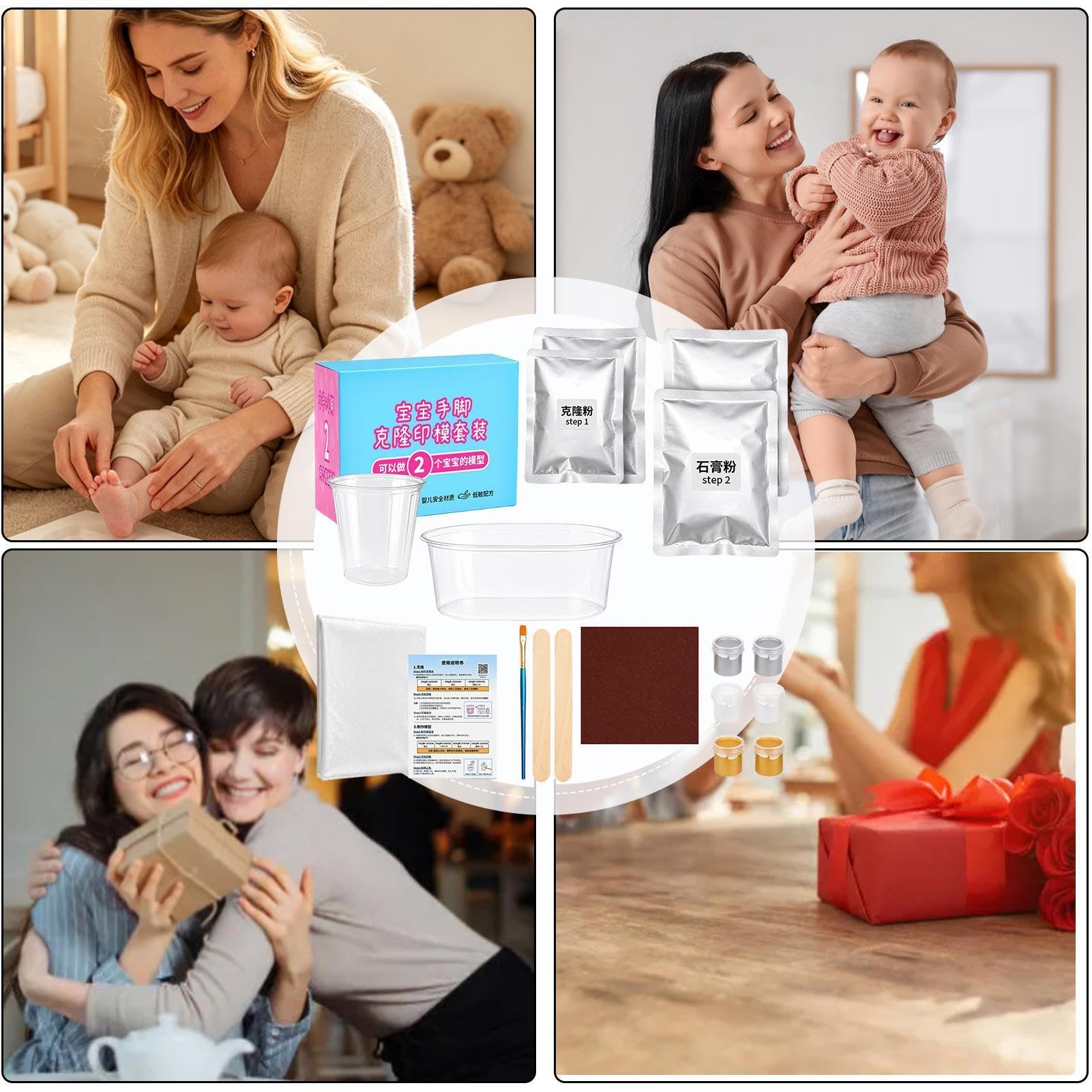 Kit Moldeado para Niños Molde de Yeso Recuerdo con Huellas Manos y Pies | Kit Moldes Para Niños Shower, Boda, Compromiso, Cita Nocturna en Pareja, Cumpleaños, San