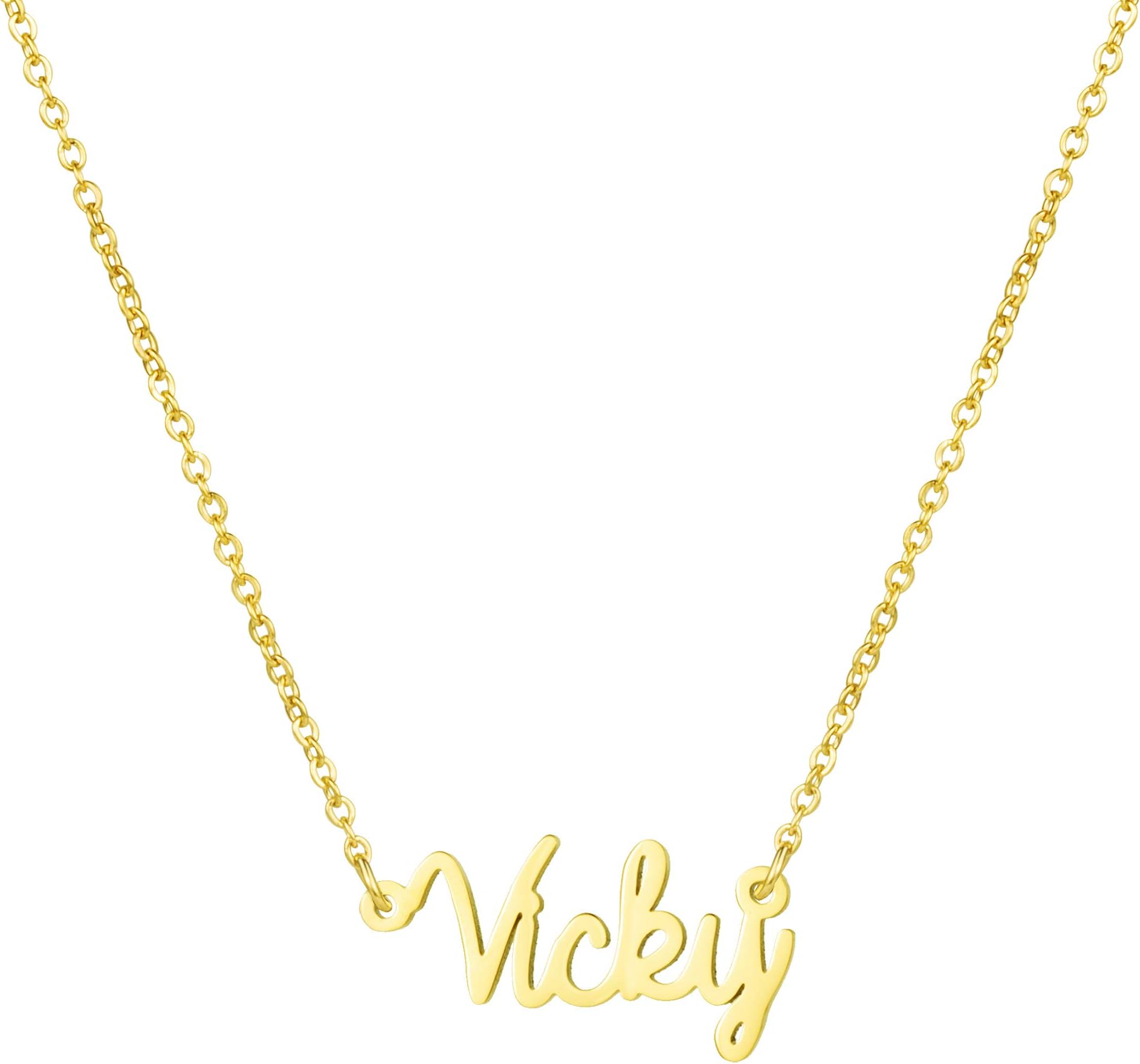 YiyangPersonalized Name Necklace 18K Gold Plated Stainless Steel Pendant Jewelry Birthday Gift for Girls