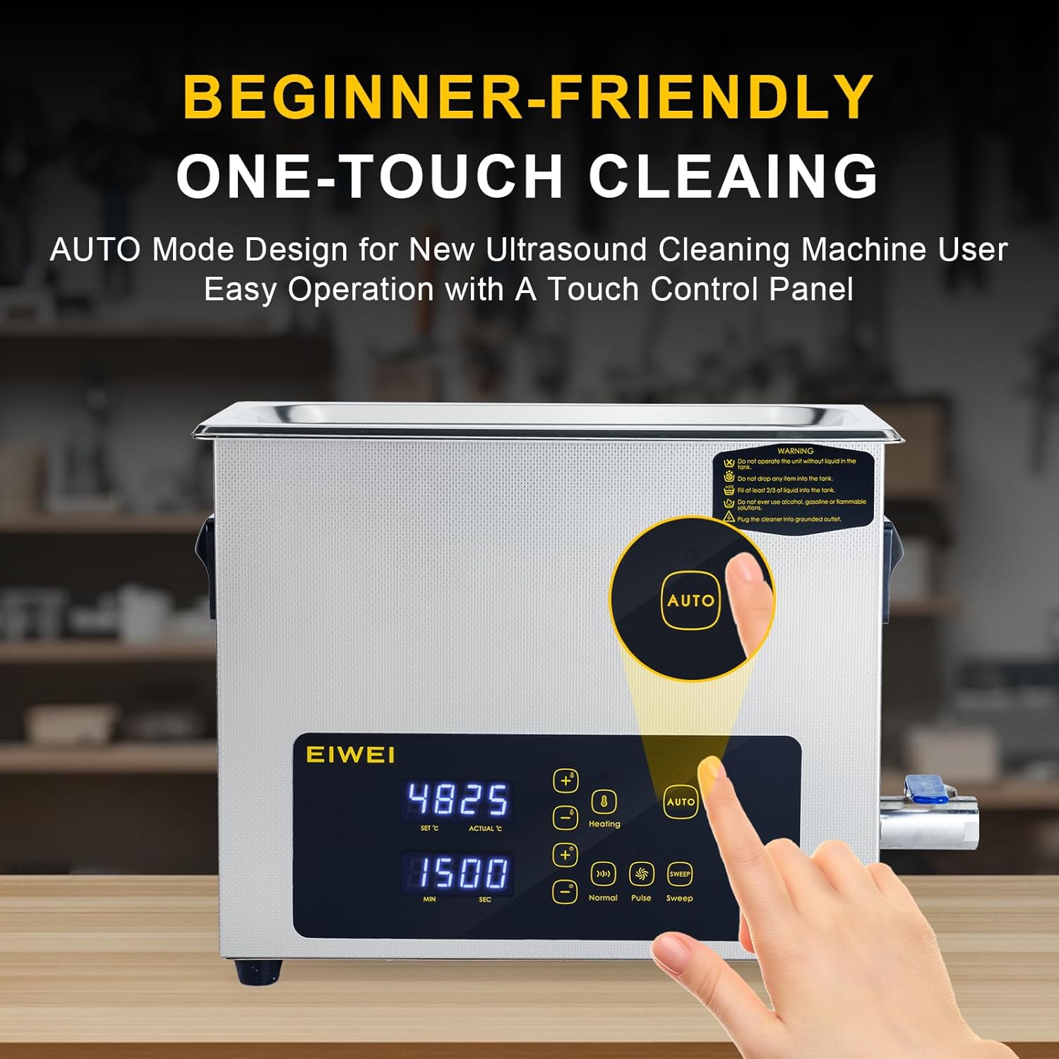 6L Ultrasonic Cleaner, One-Touch Cleaning, Heating, Dual-Frequency, Sweep Frequency, Touch Ultrasonic Cleaning Machine for Labs,Carburetor,Jewelry,Dentures,Automotive Parts